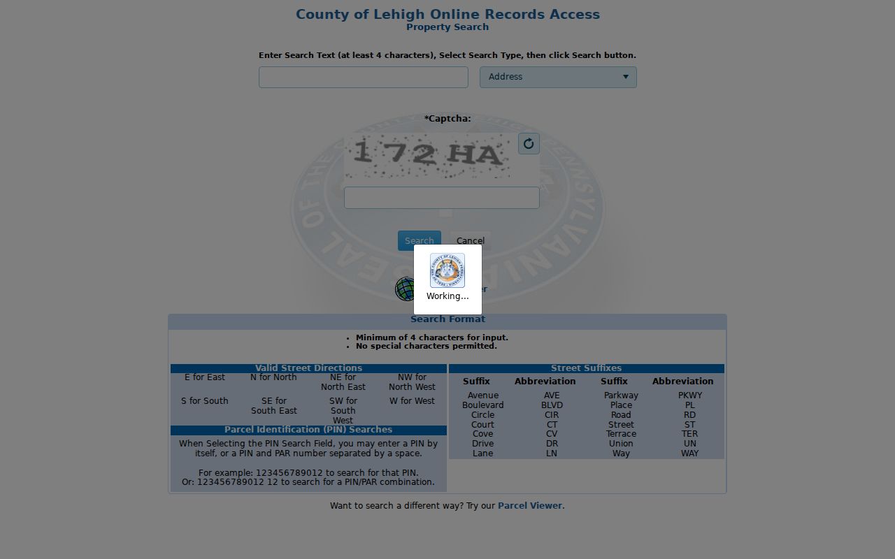 Allentown residents directory view of the Lehigh County property search