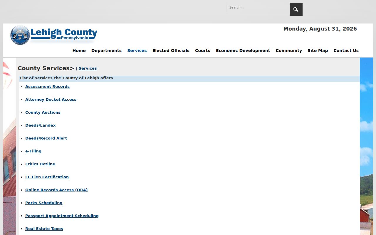 Allentown residents directory County online records access screen