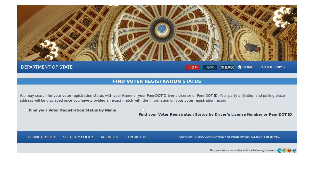 Allentown residents directory Pennsylvania voter registration status page