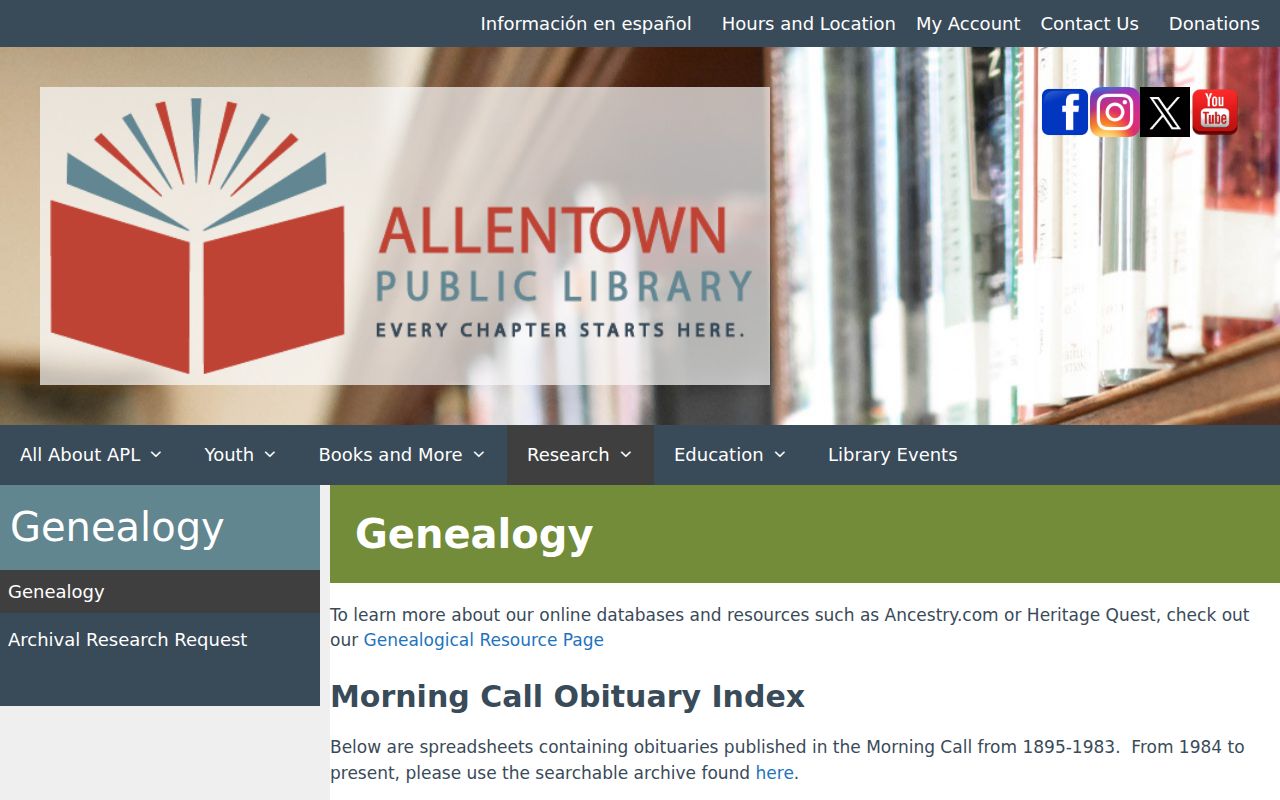 Allentown city directory image of Allentown Public Library genealogy resources