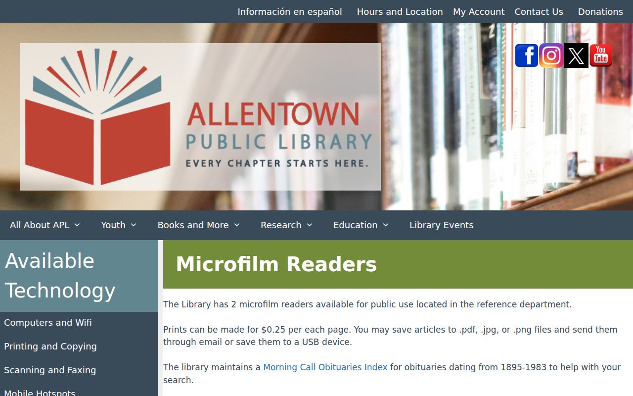 Allentown city directory image of the public library microfilm collection