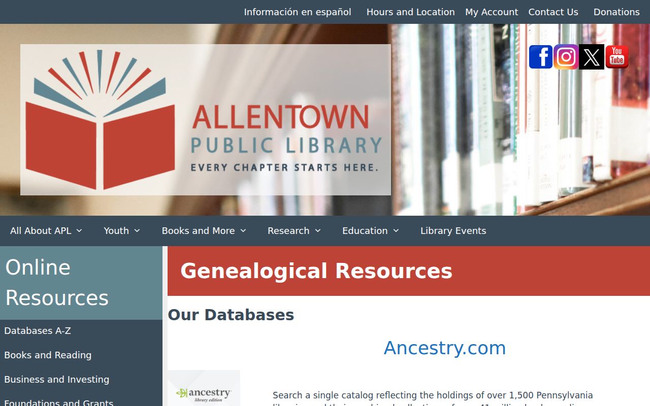 Allentown city directory image of the public library genealogical resources