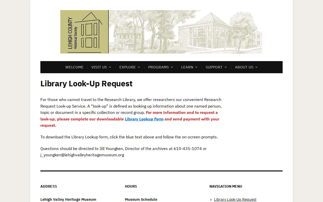 Allentown city directory image of the Historical Society lookup service