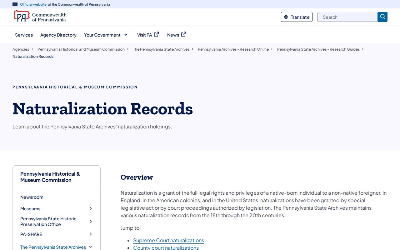 Allentown previous residents research with Pennsylvania State Archives records